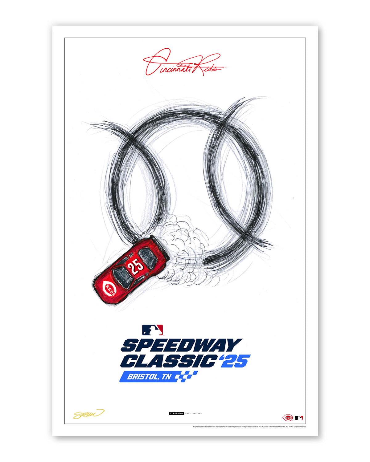 2025 MLB Cincinnati Speedway Classic Sketch Art Print