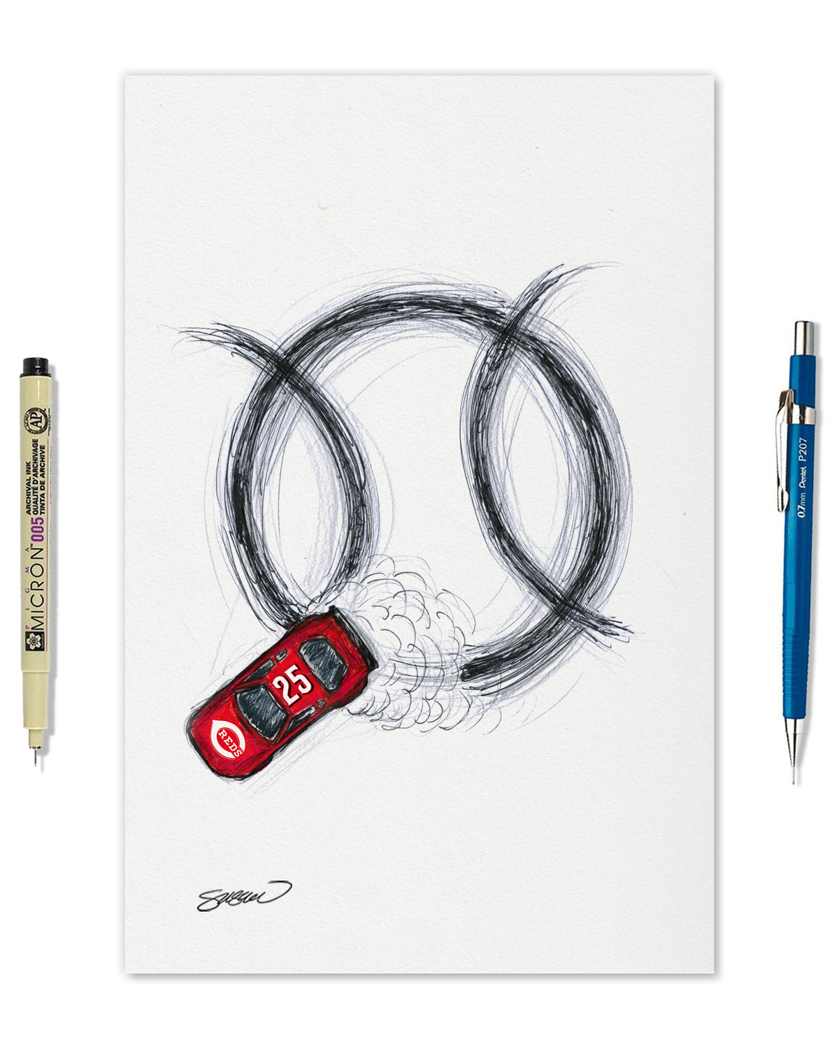2025 MLB Cincinnati Speedway Classic Sketch Art Print