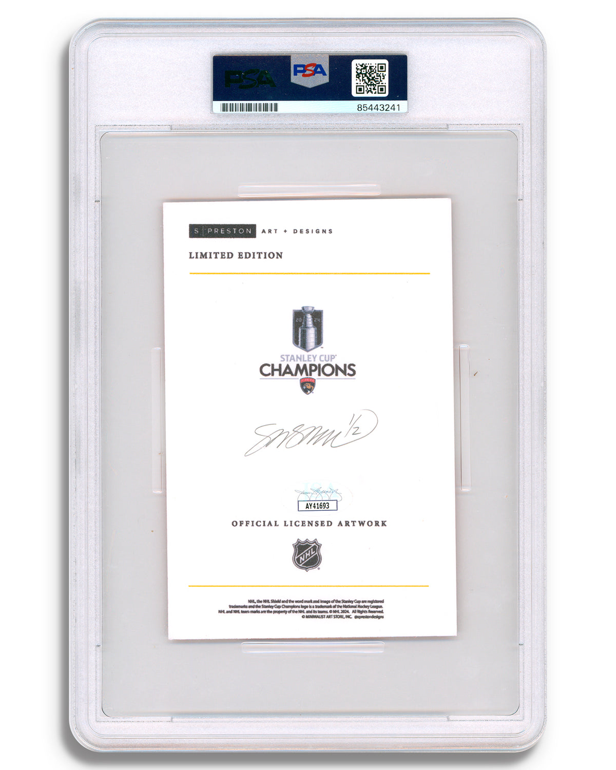 Minimalist 2024 Stanley Cup - Mattt Tkachuck Autographed - Art Slab - PSA Gem Mint 10