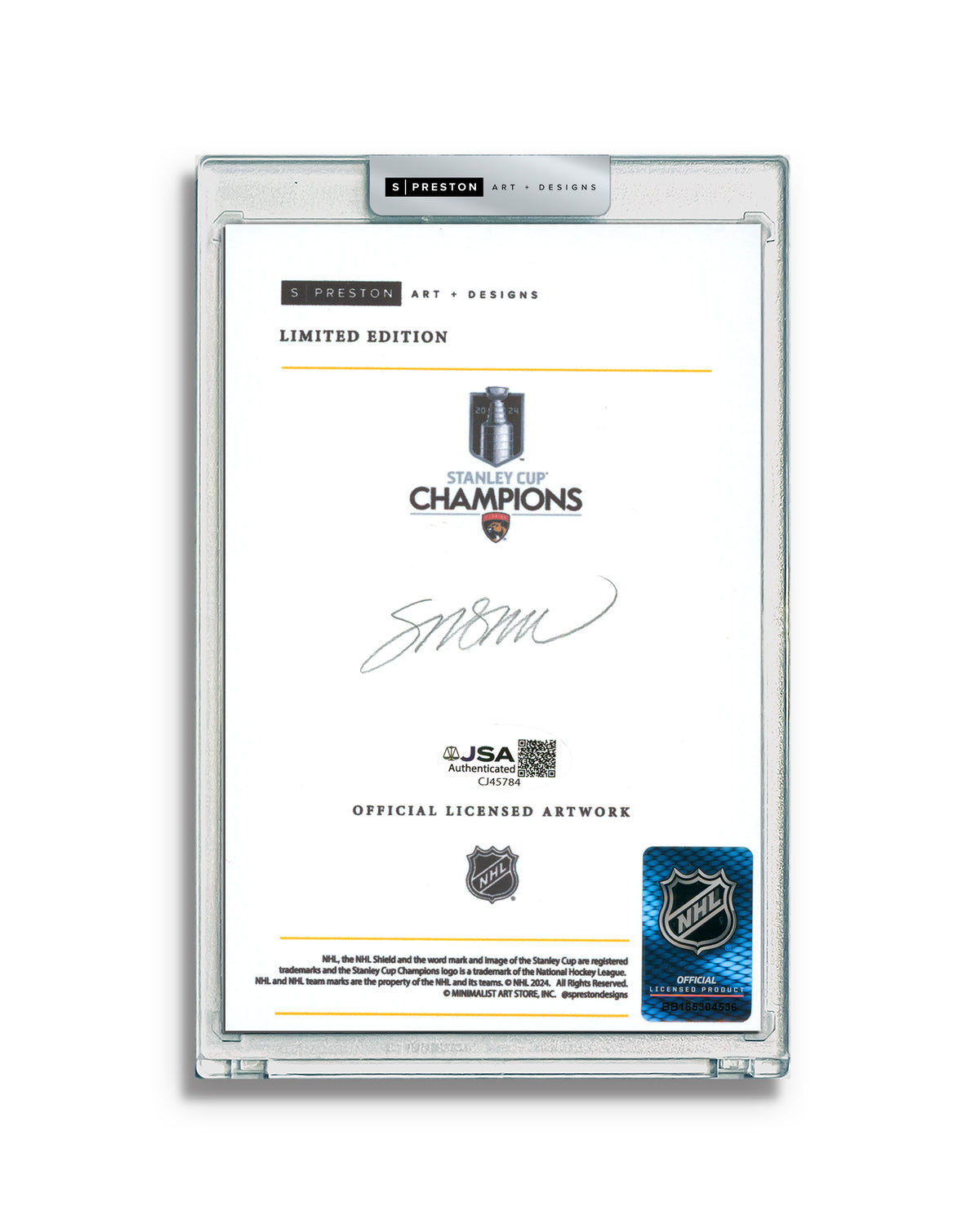 Minimalist 2024 Stanley Cup Champions - Sergei Bobrovsky Autographed Slab - Authenticated