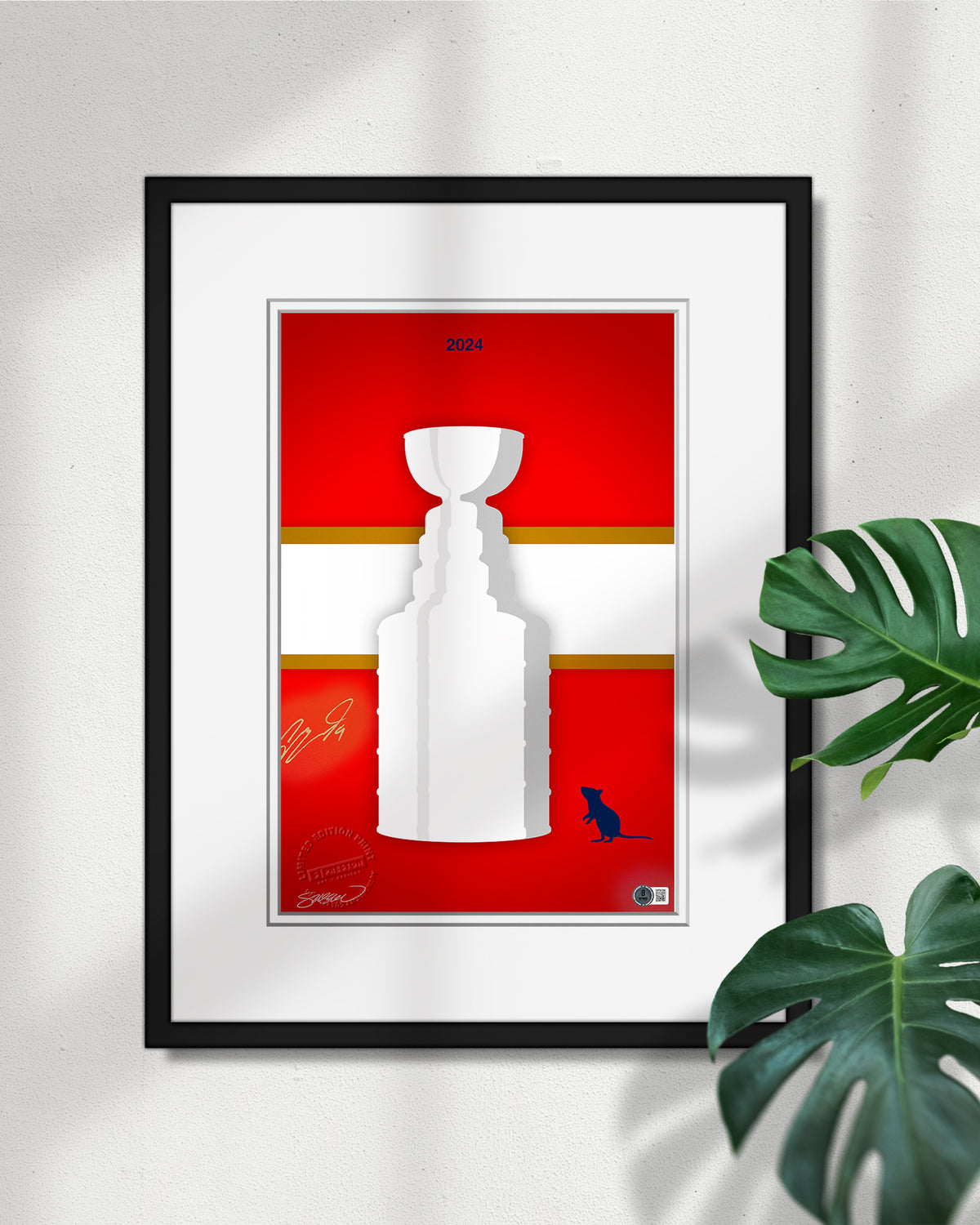 Minimalist 2024 Stanley Cup Florida Panthers Print - Sam Bennett Autographed  - Authenticated
