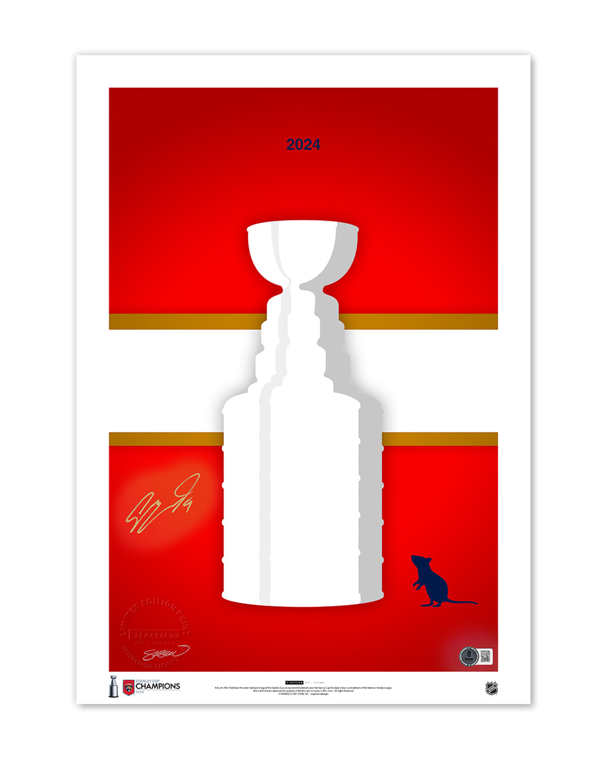 Minimalist 2024 Stanley Cup Florida Panthers Print - Sam Bennett Autographed  - Authenticated
