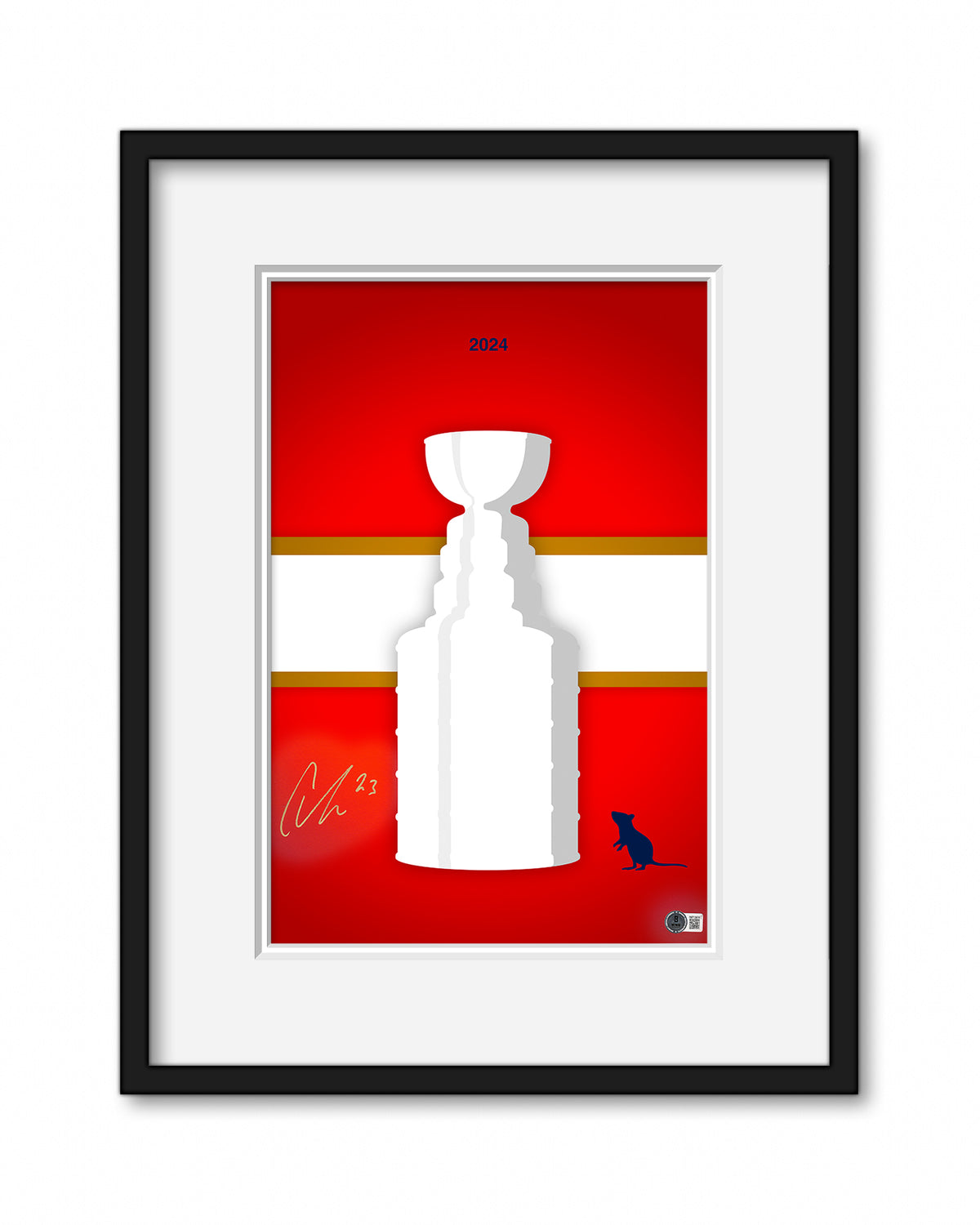 Minimalist 2024 Stanley Cup Florida Panthers Print - Carter Verhaeghe Autographed  - Authenticated