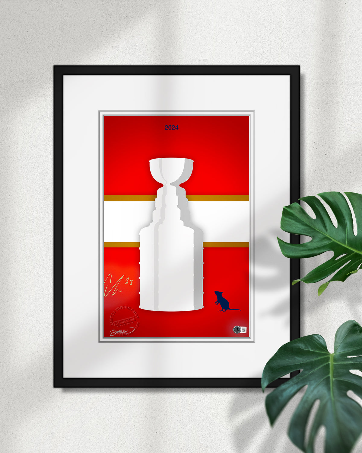 Minimalist 2024 Stanley Cup Florida Panthers Print - Carter Verhaeghe Autographed  - Authenticated