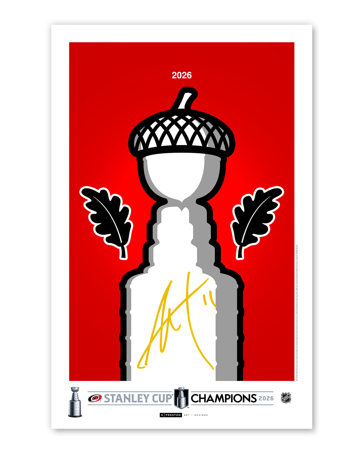 Minimalist Stanley Cup 2026 Autographed Jordan Staal Art - Authenticated