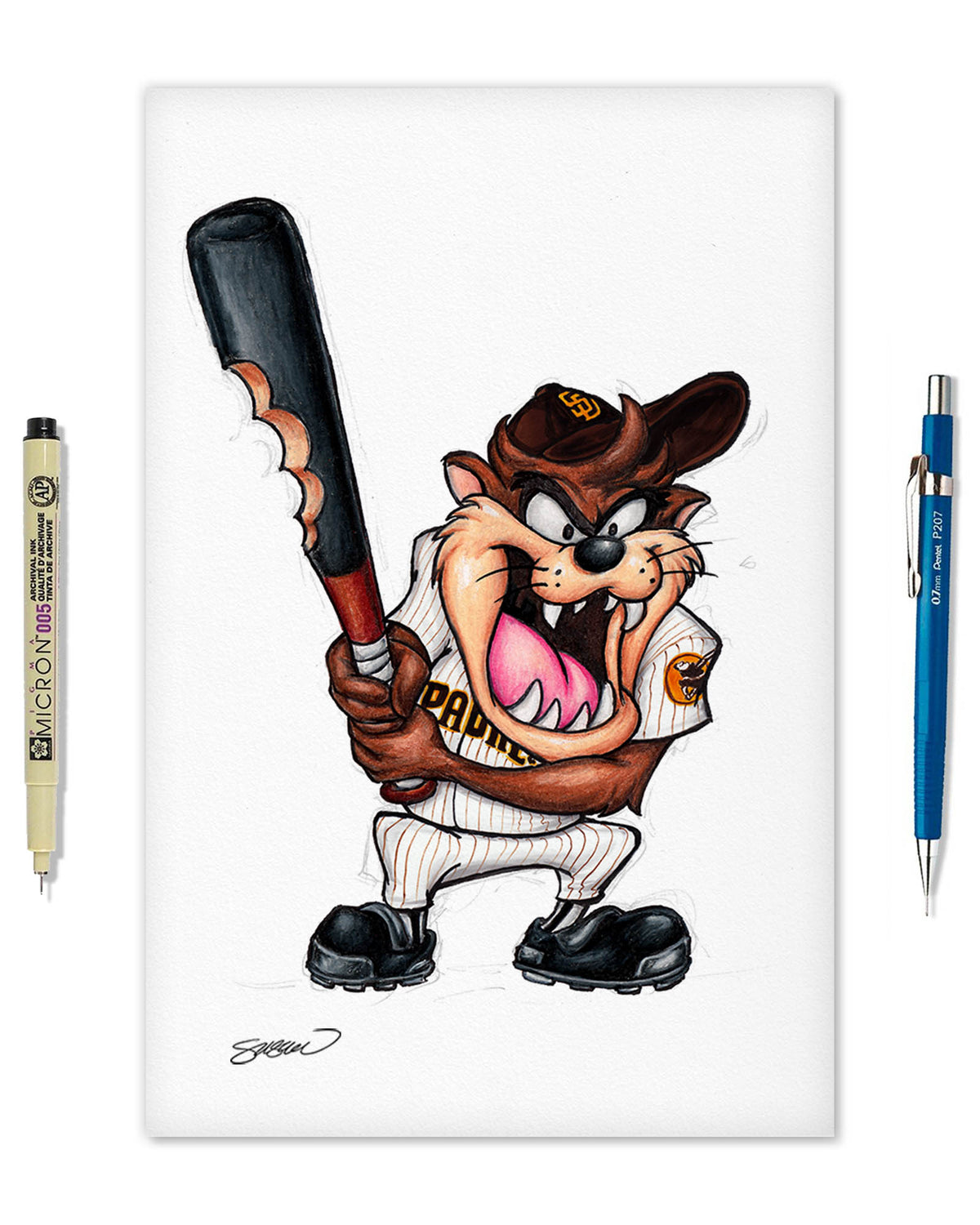 Taz On Deck x MLB Padres Limited Edition Fine Art Print