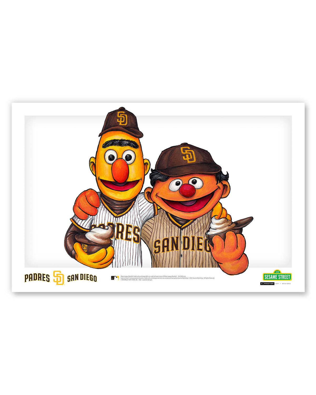 Bert and Ernie x MLB Padres Limited Edition Fine Art Print