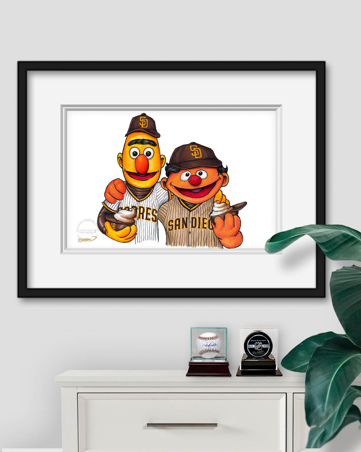 Bert and Ernie x MLB Padres Limited Edition Fine Art Print