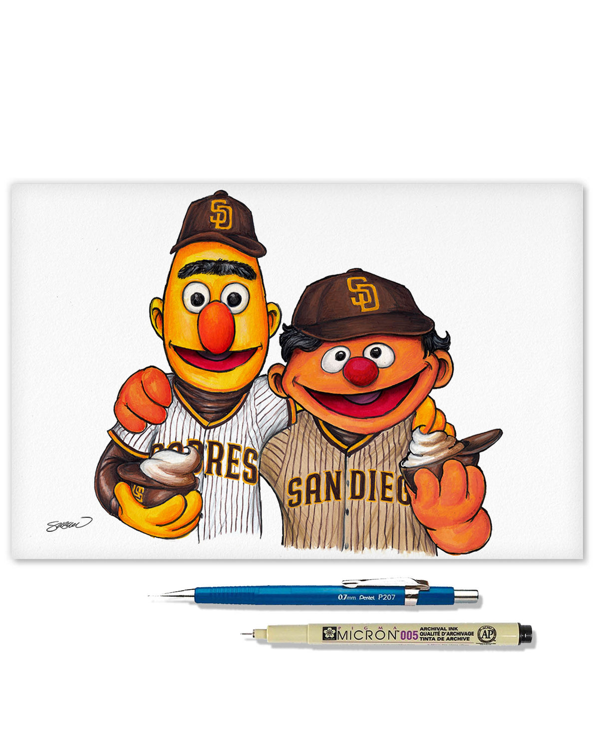Bert and Ernie x MLB Padres Limited Edition Fine Art Print