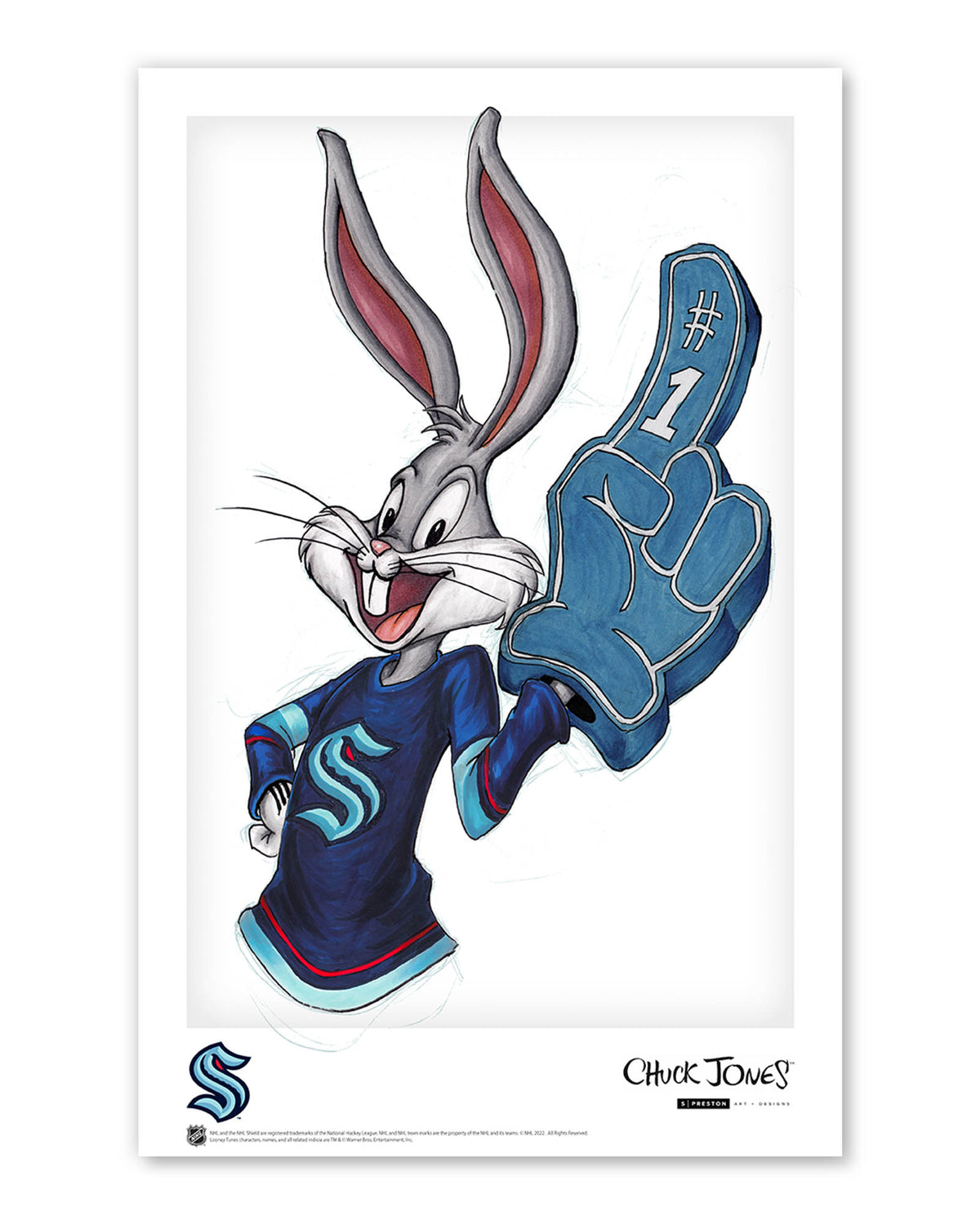 Rabbit Hockey Fan x NHL Kraken Bugs Bunny Limited Edition Art Print