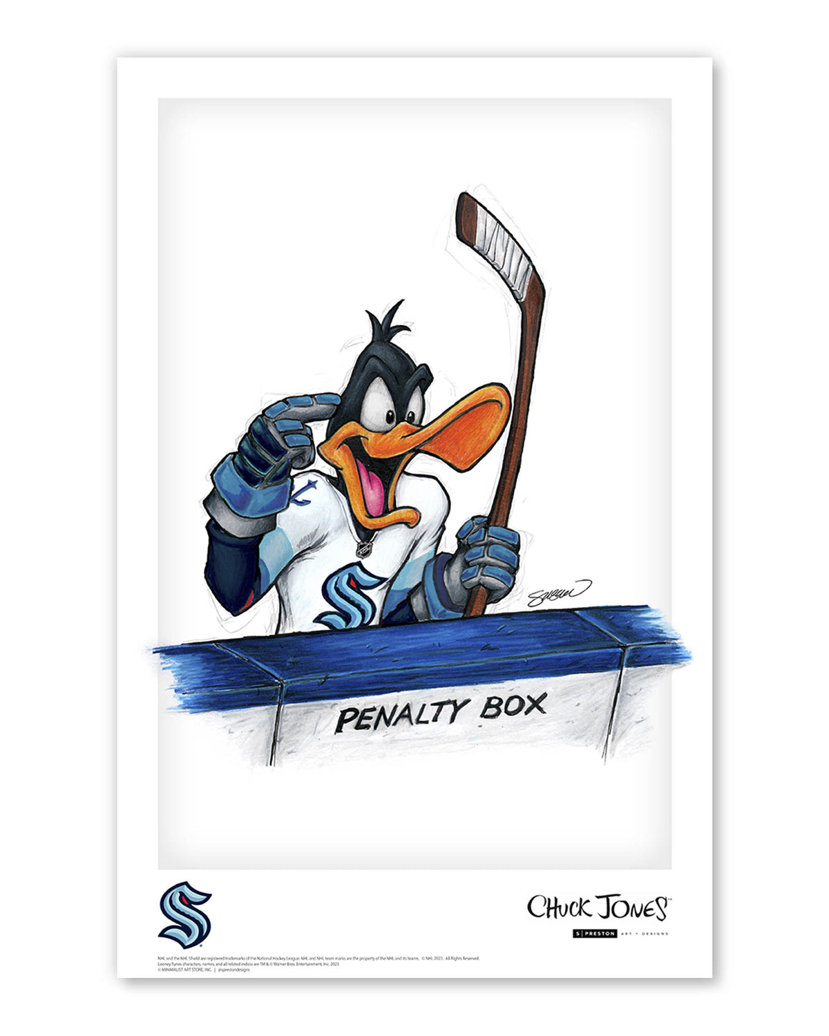 Duck Season Hockey Season x NHL Kraken Daffy Duck Limited Edition Art Print
