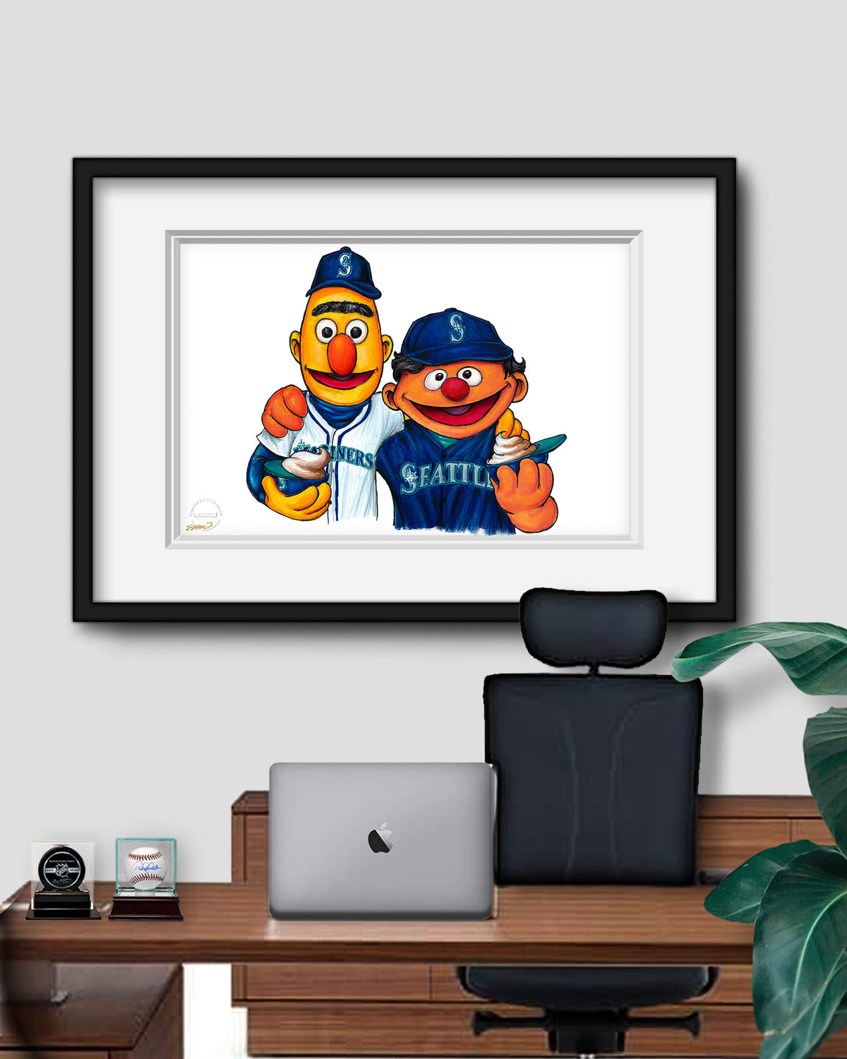 Bert and Ernie x MLB Mariners Limited Edition Art Print