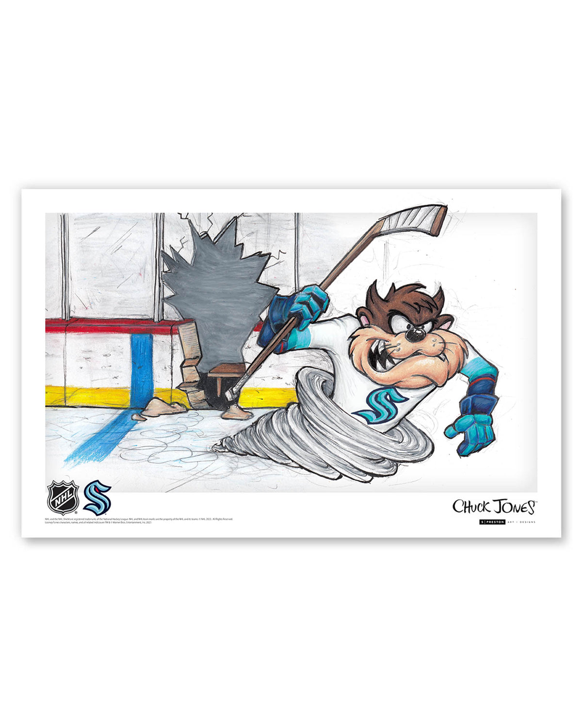 Tazmanian Line Change x NHL Kraken Tazmanian Devil Limited Edition Art Print
