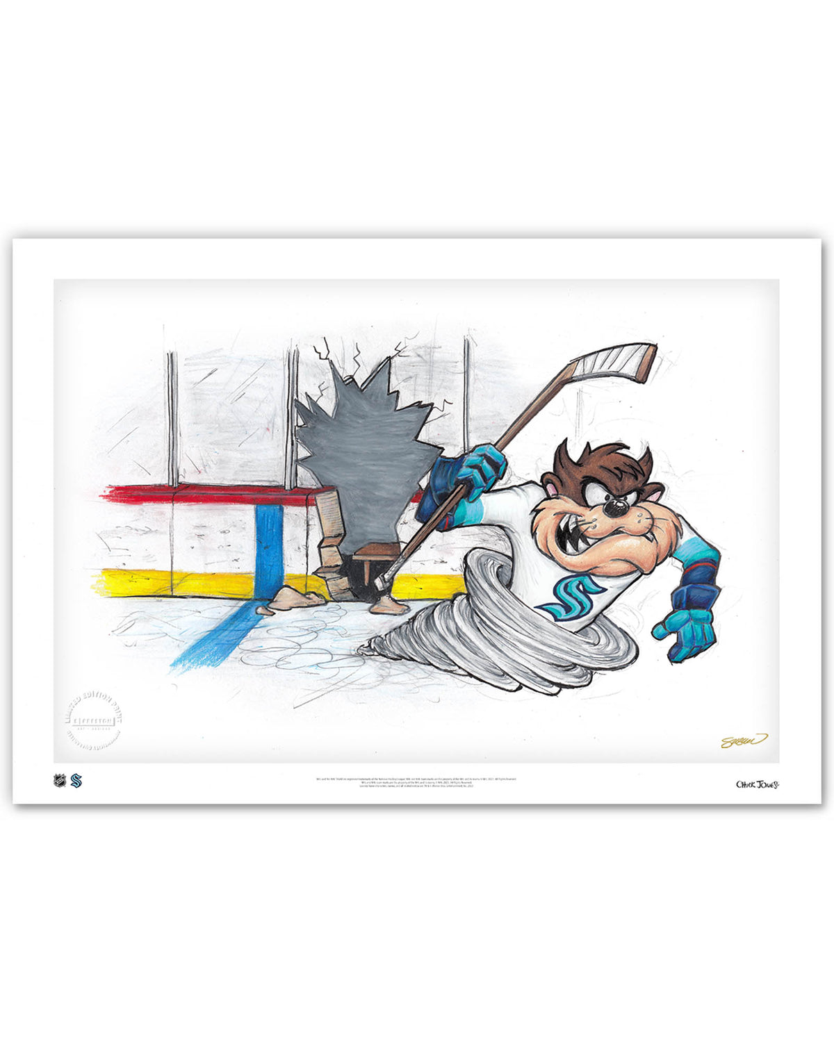 Tazmanian Line Change x NHL Kraken Tazmanian Devil Limited Edition Fine Art Print