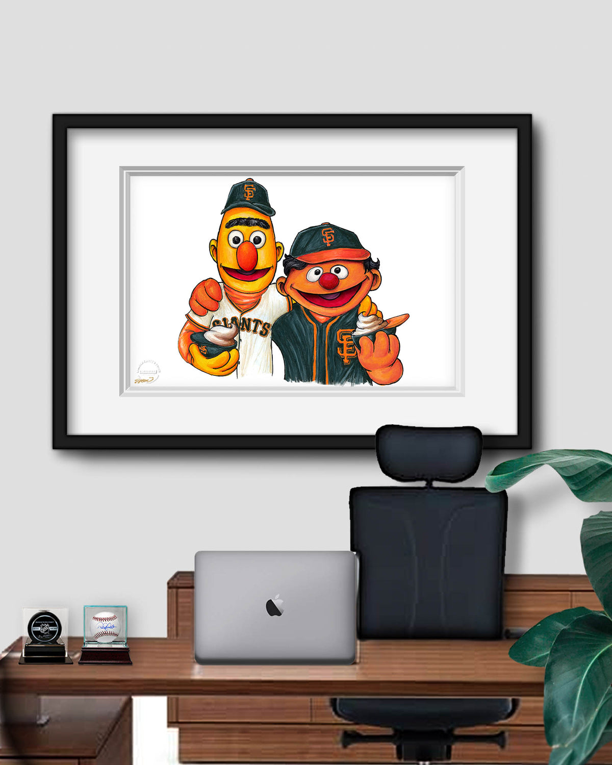 Bert and Ernie x MLB Giants Limited Edition Art Print
