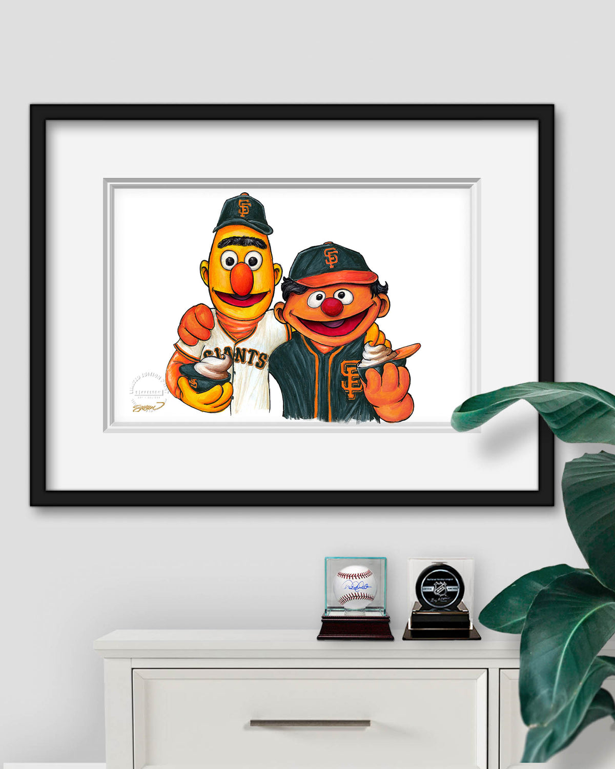 Bert and Ernie x MLB Giants Limited Edition Fine Art Print