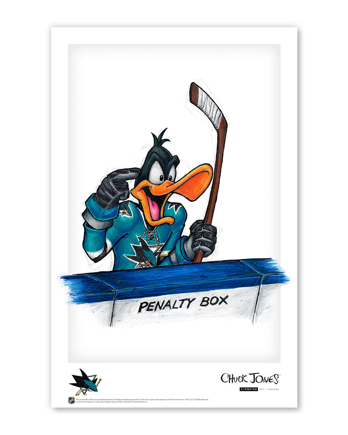 Duck Season Hockey Season x NHL Sharks Daffy Duck Limited Edition Art Print