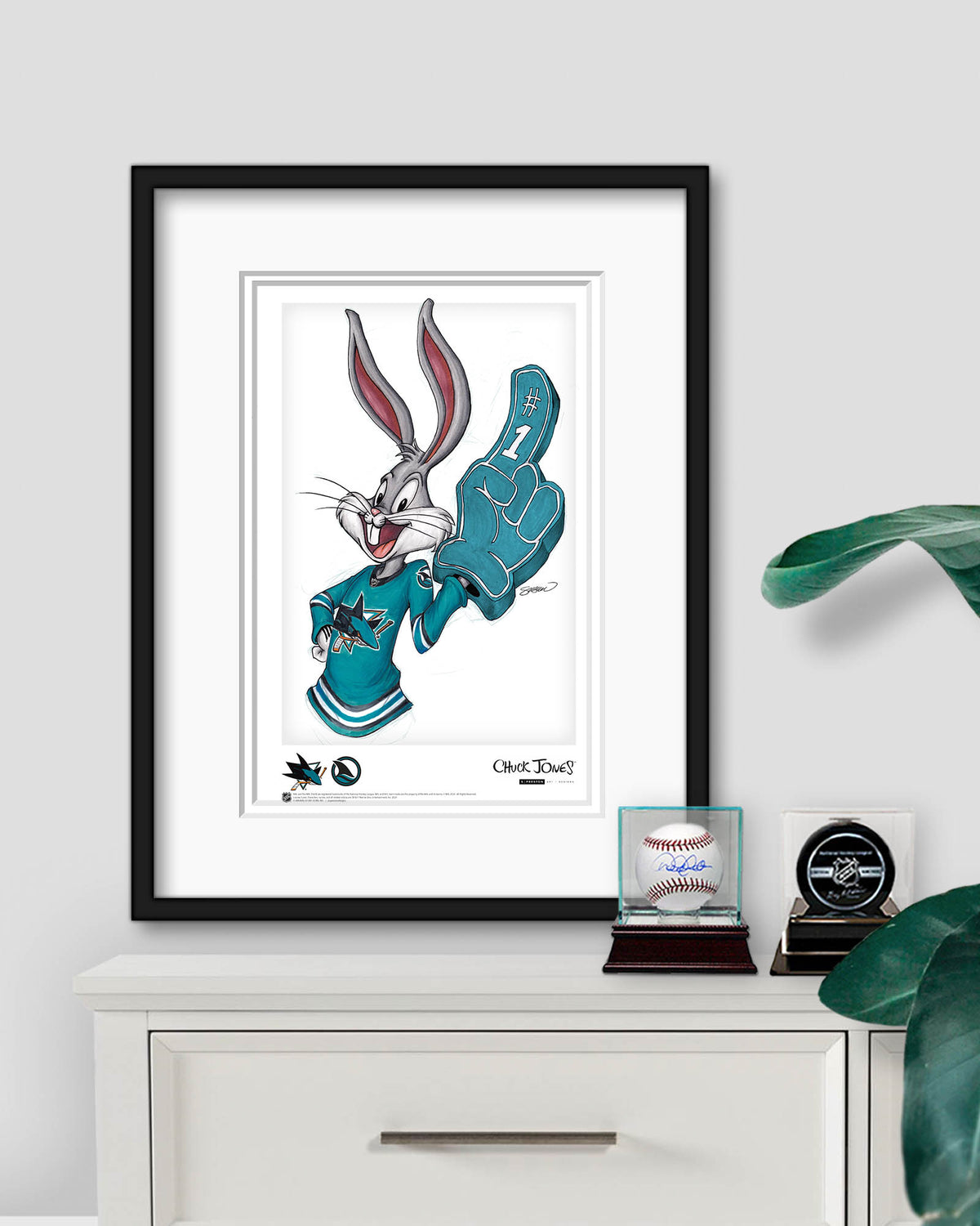 Rabbit Hockey Fan x NHL Sharks Bugs Bunny Limited Edition Art Print