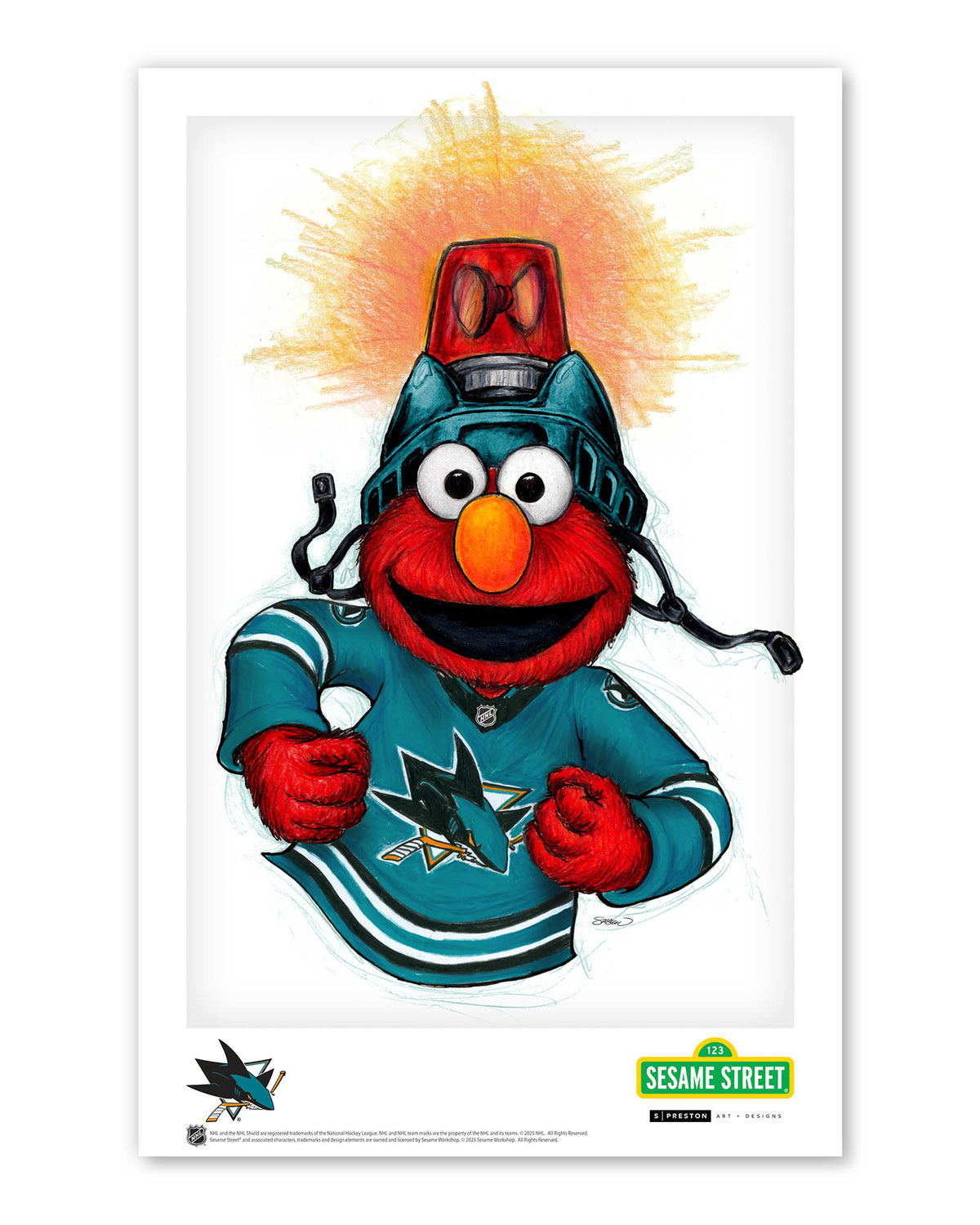 Elmo Loves Goals! x NHL Sharks Limited Edition Art Print