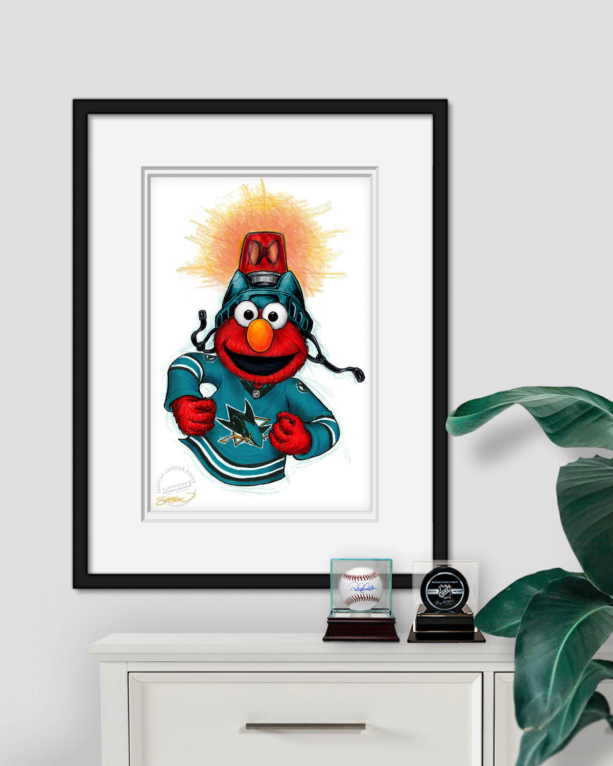 Elmo Loves Goals! x NHL Sharks Limited Edition Art Print