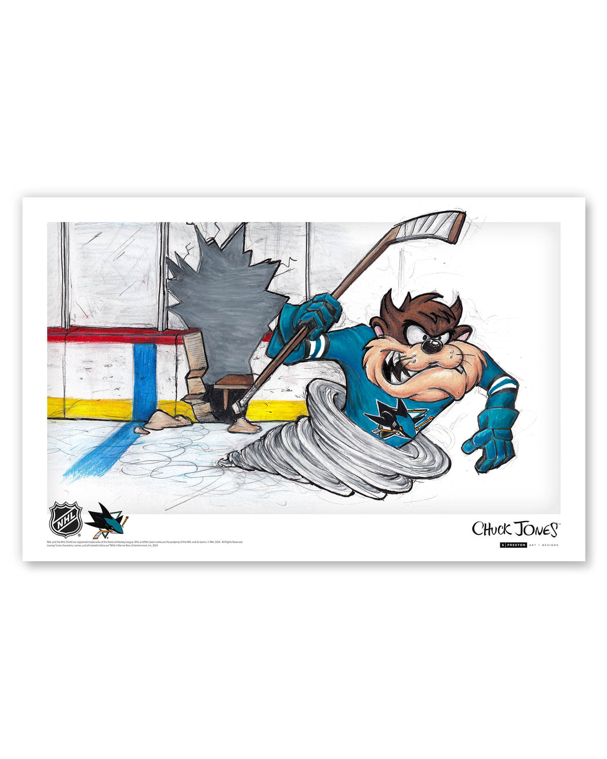 Tazmanian Line Change x NHL Sharks Tazmanian Devil Limited Edition Art Print