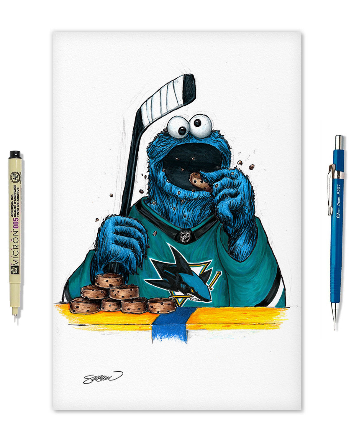 Cookie Monster x NHL Sharks Limited Edition Fine Art Print