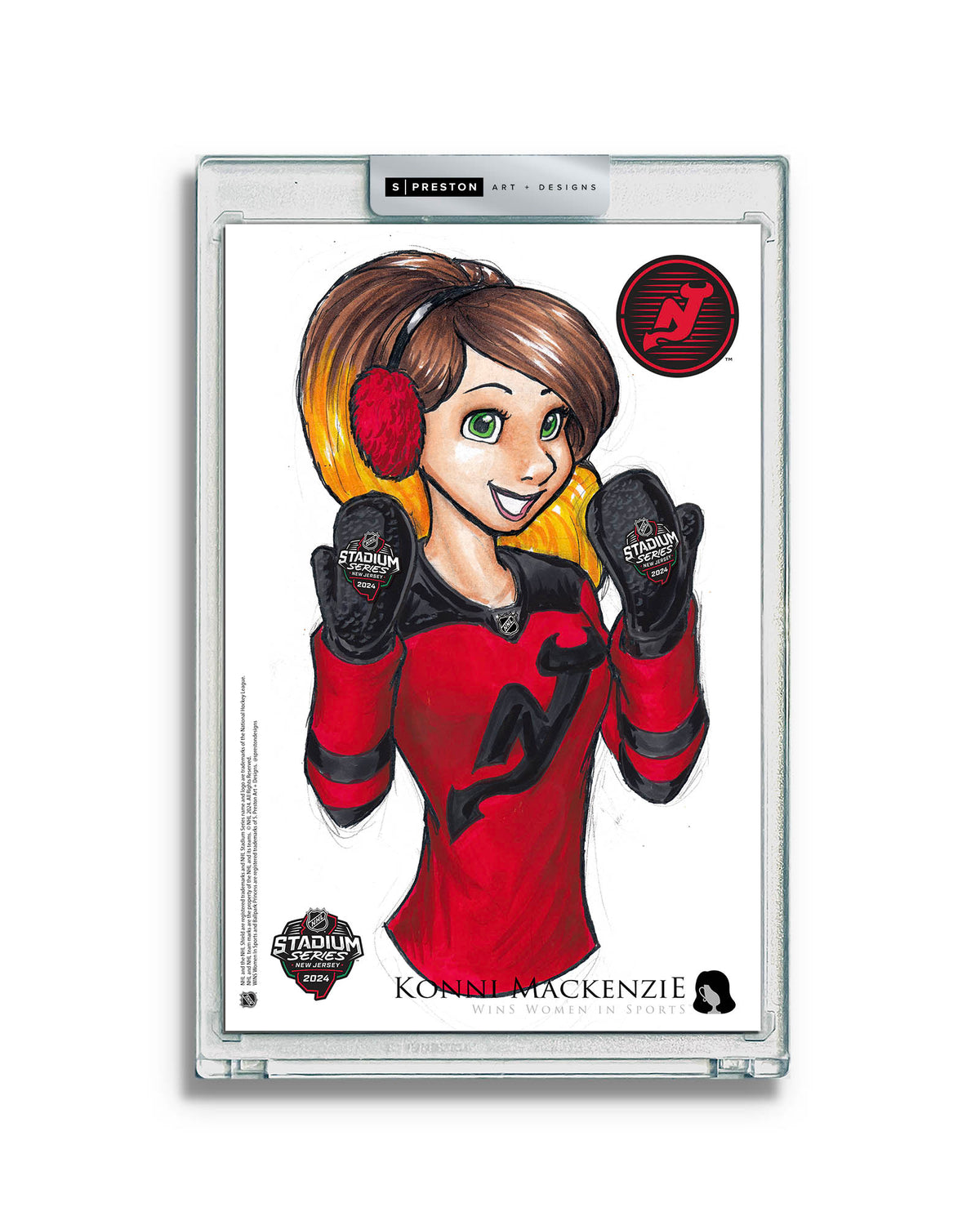 WinS® NHL Konni Mackenzie 2024 Stadium Series Limited Edition Art Card Slab - New Jersey Devils