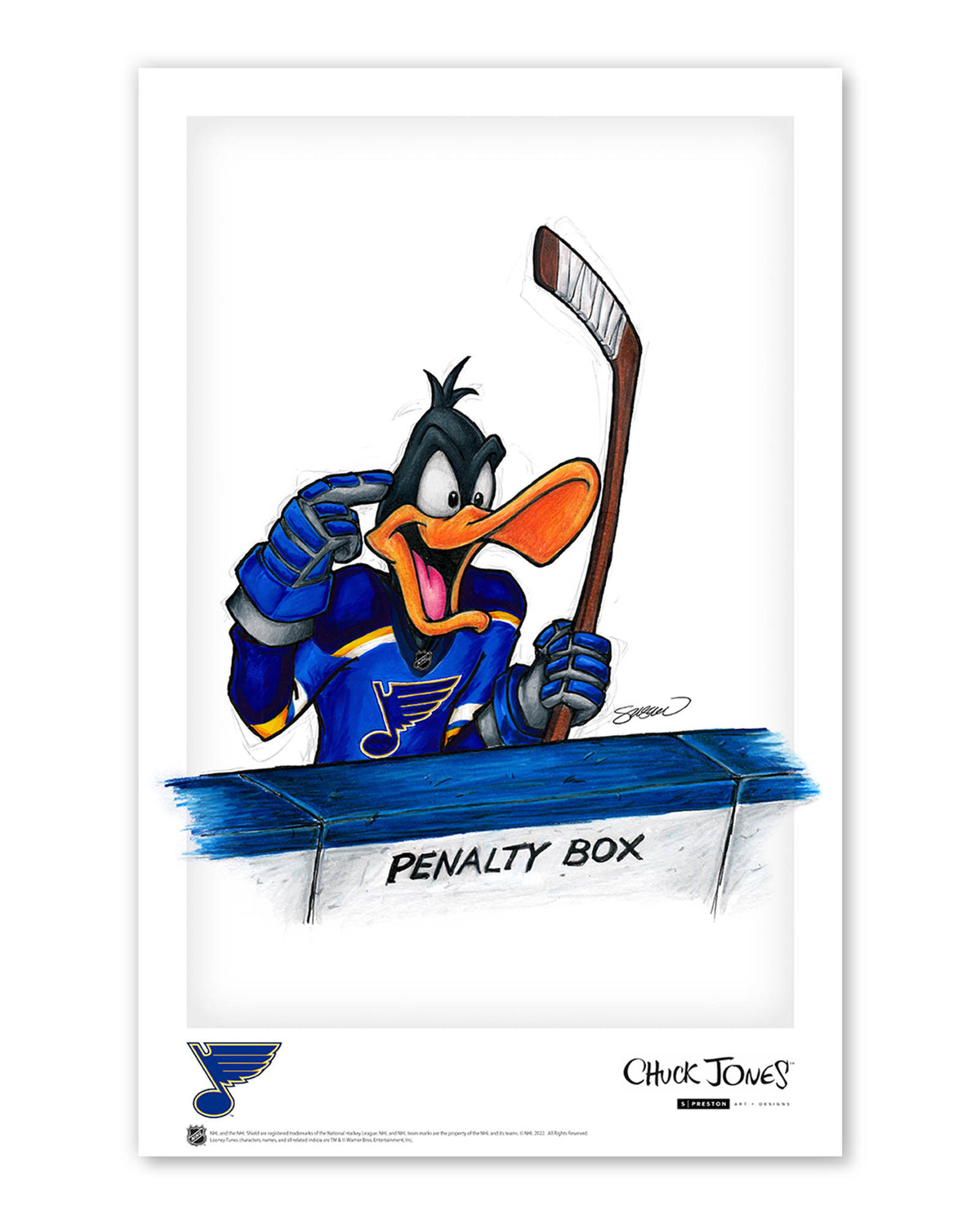 Duck Season Hockey Season x NHL Blues Daffy Duck Limited Edition Art Print