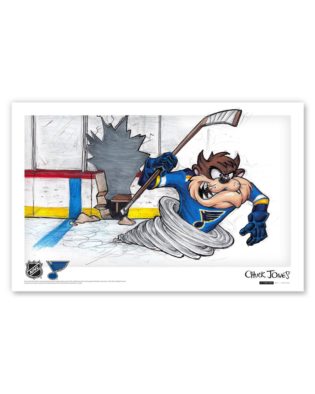 Tazmanian Line Change x NHL Blues Tazmanian Devil Limited Edition Art Print