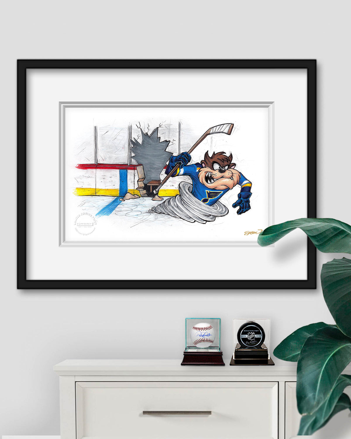 Tazmanian Line Change x NHL Blues Tazmanian Devil Limited Edition Fine Art Print