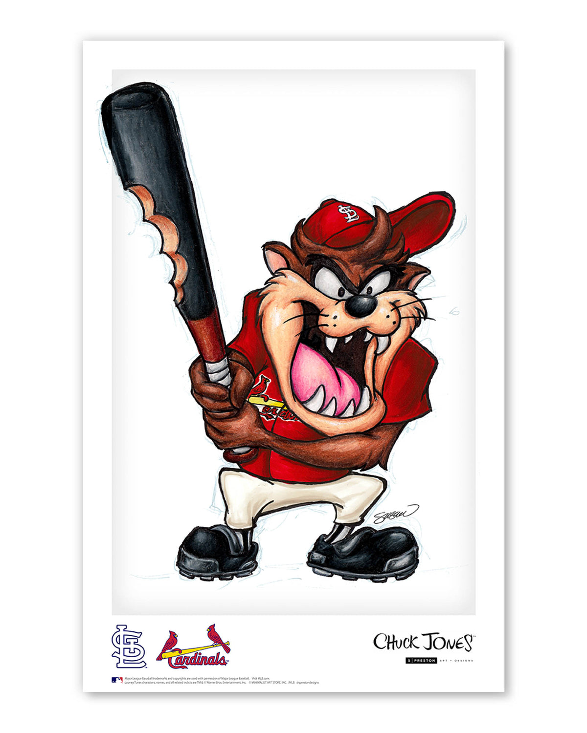Taz On Deck x MLB Cardinals Limited Edition Art Print