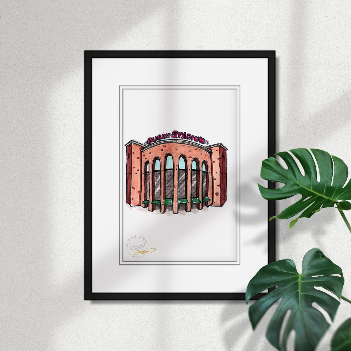 Busch Stadium Ink Sketch Limited Edition Fine Art Print