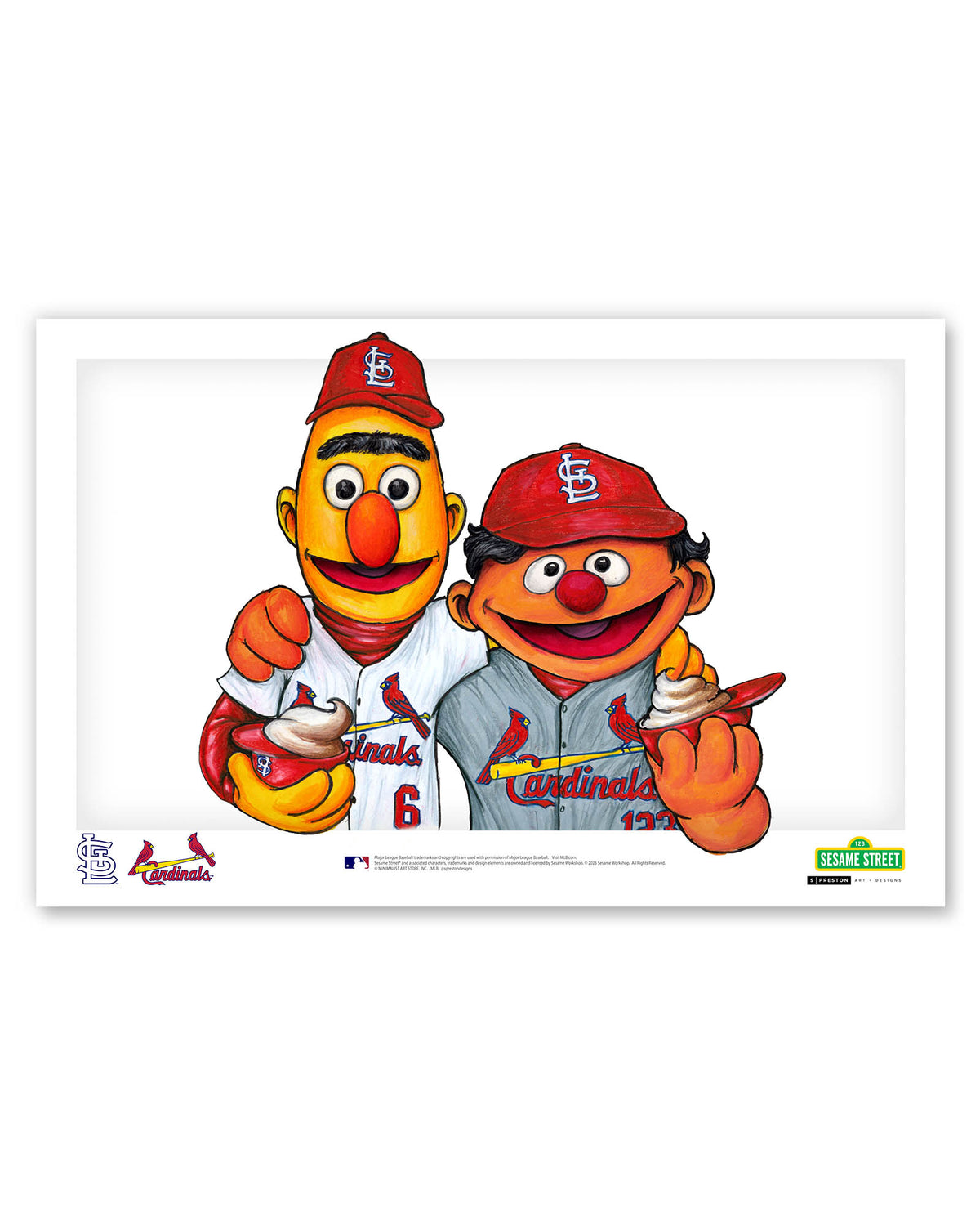 Bert and Ernie x MLB Cardinals Limited Edition Fine Art Print