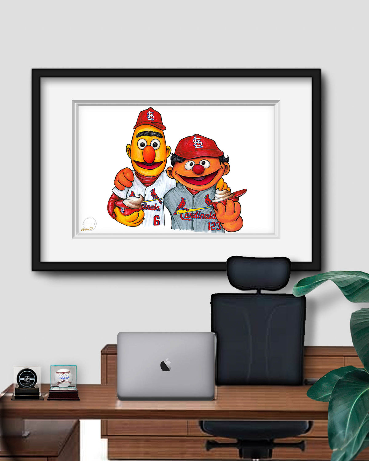 Bert and Ernie x MLB St. Louis Cardinals Art Print