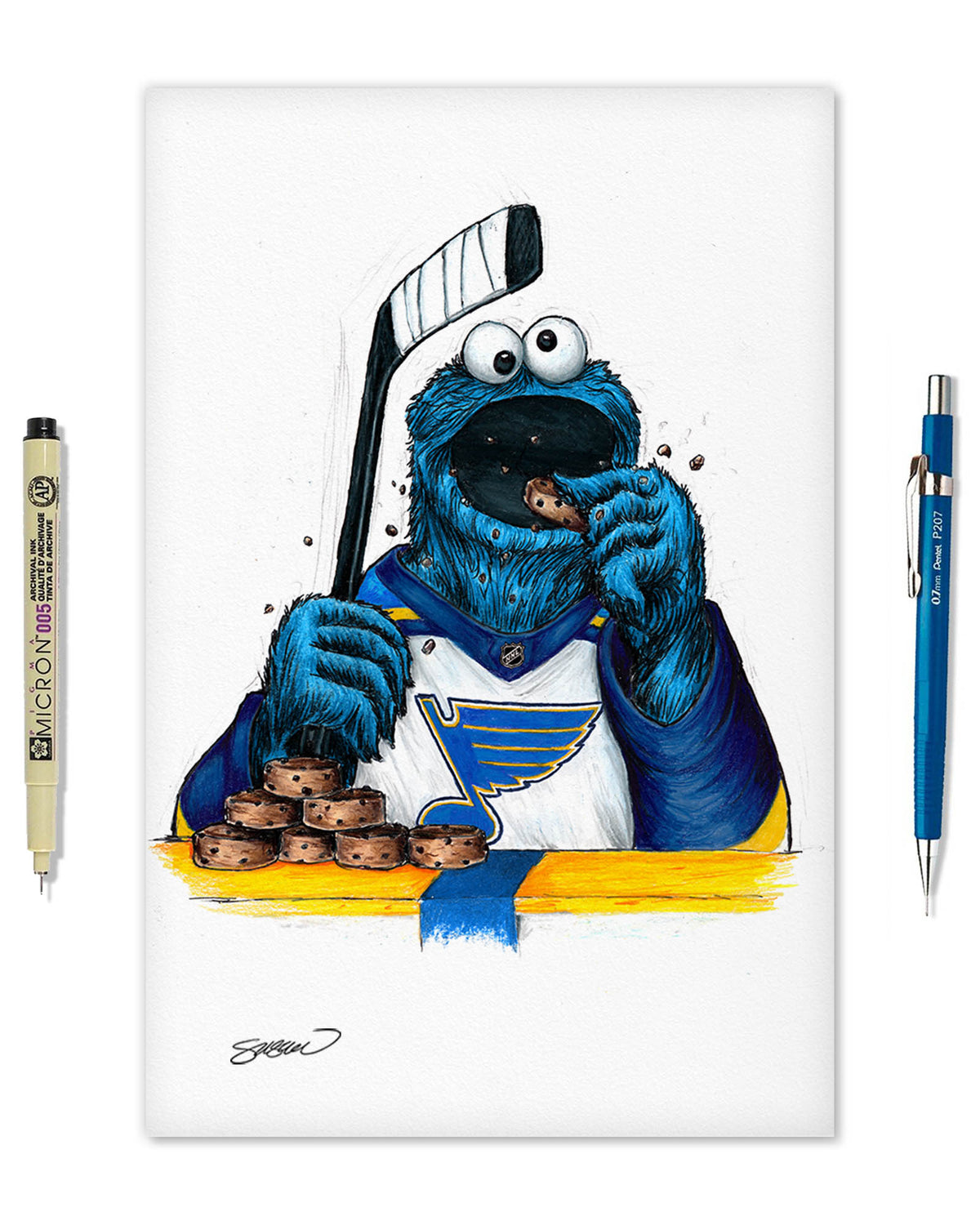 Cookie Monster x NHL Blues Limited Edition Fine Art Print