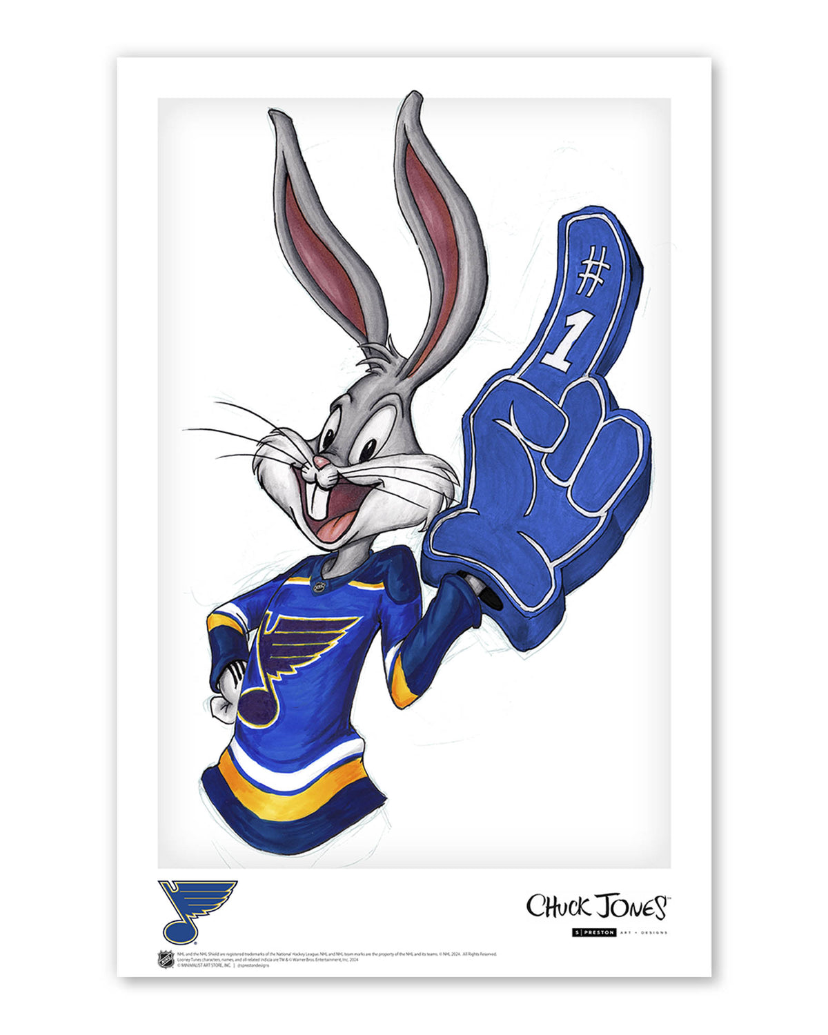 Rabbit Hockey Fan x NHL Blues Bugs Bunny Limited Edition Art Print