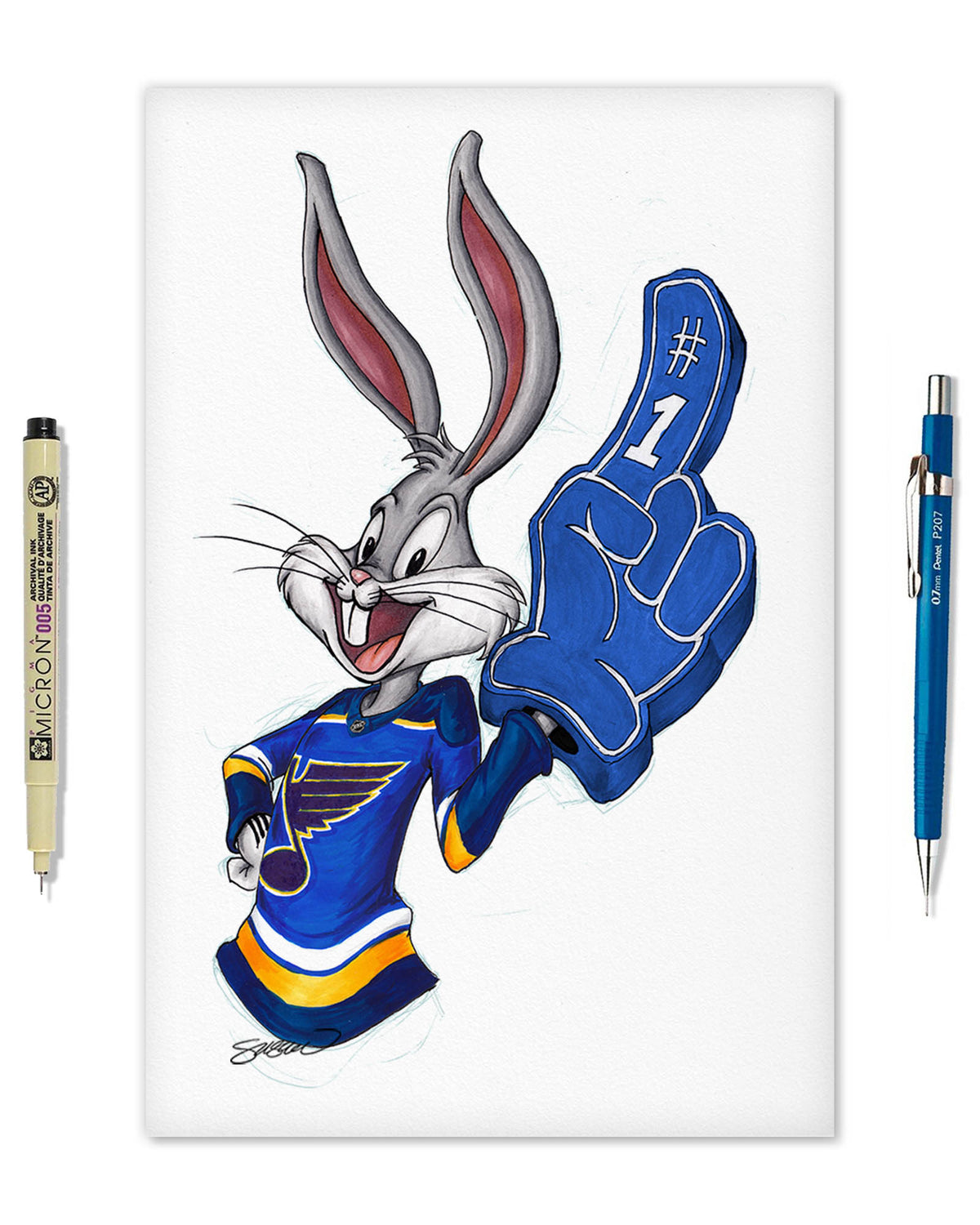 Rabbit Hockey Fan x NHL Blues Bugs Bunny Limited Edition Fine Art Print