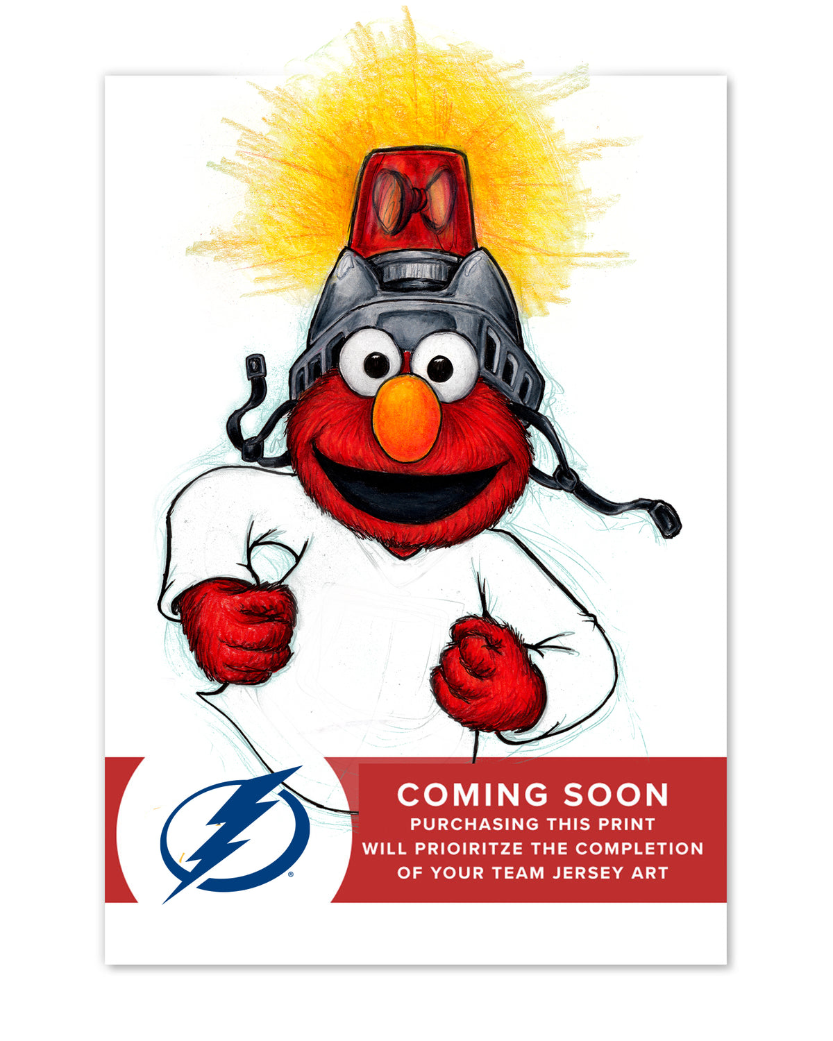 Elmo Loves Goals! x NHL Lightning Limited Edition Art Print