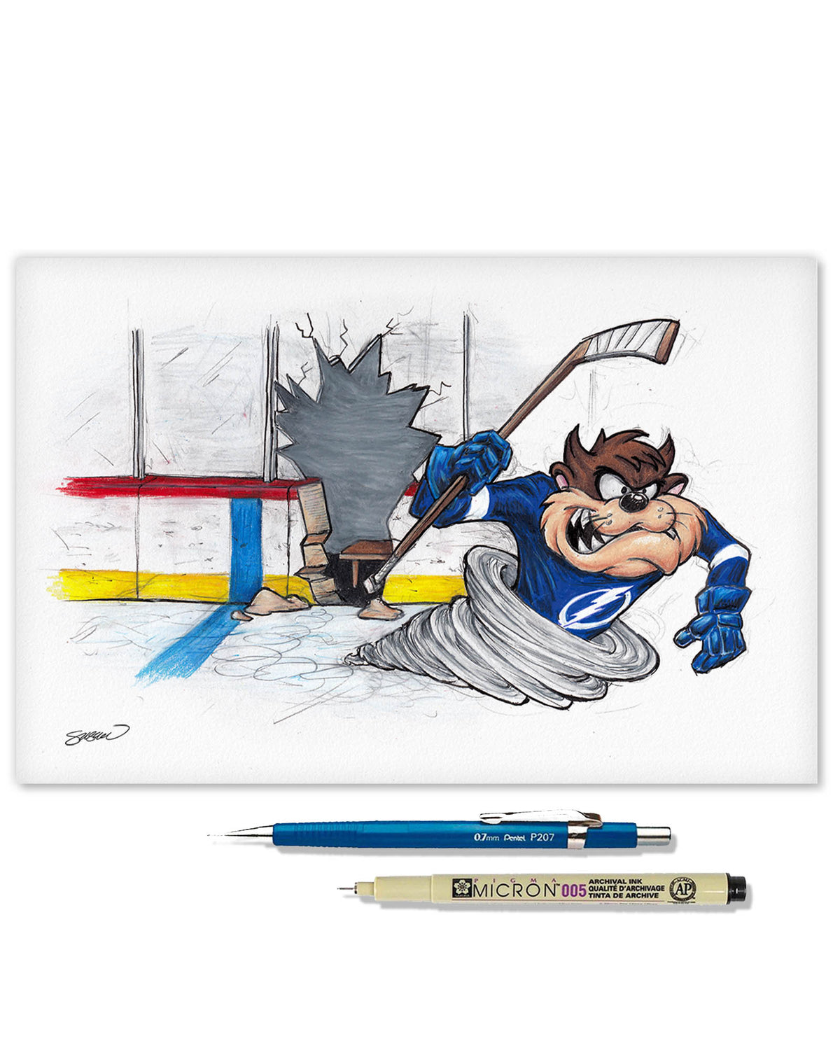 Tazmanian Line Change x NHL Lightning Tazmanian Devil Limited Edition Fine Art Print