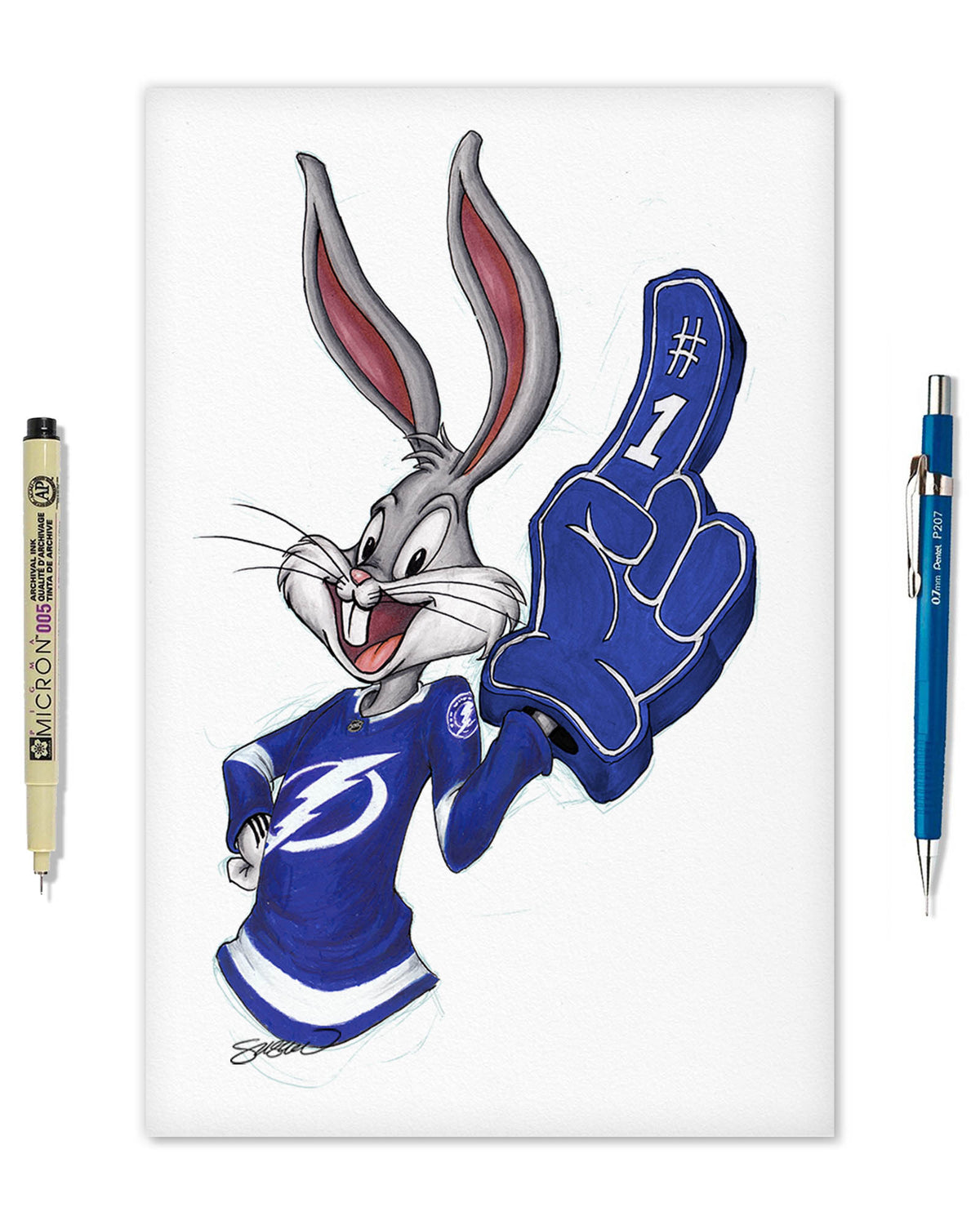 Rabbit Hockey Fan x NHL Lightning Bugs Bunny Limited Edition Fine Art Print