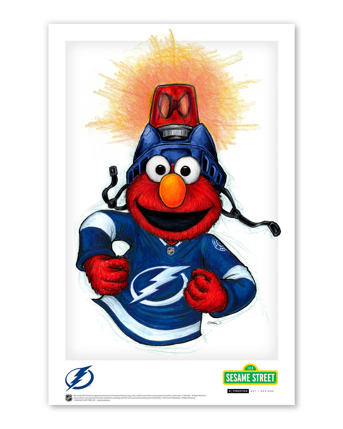 Elmo Loves Goals! x NHL Lightning Limited Edition Art Print