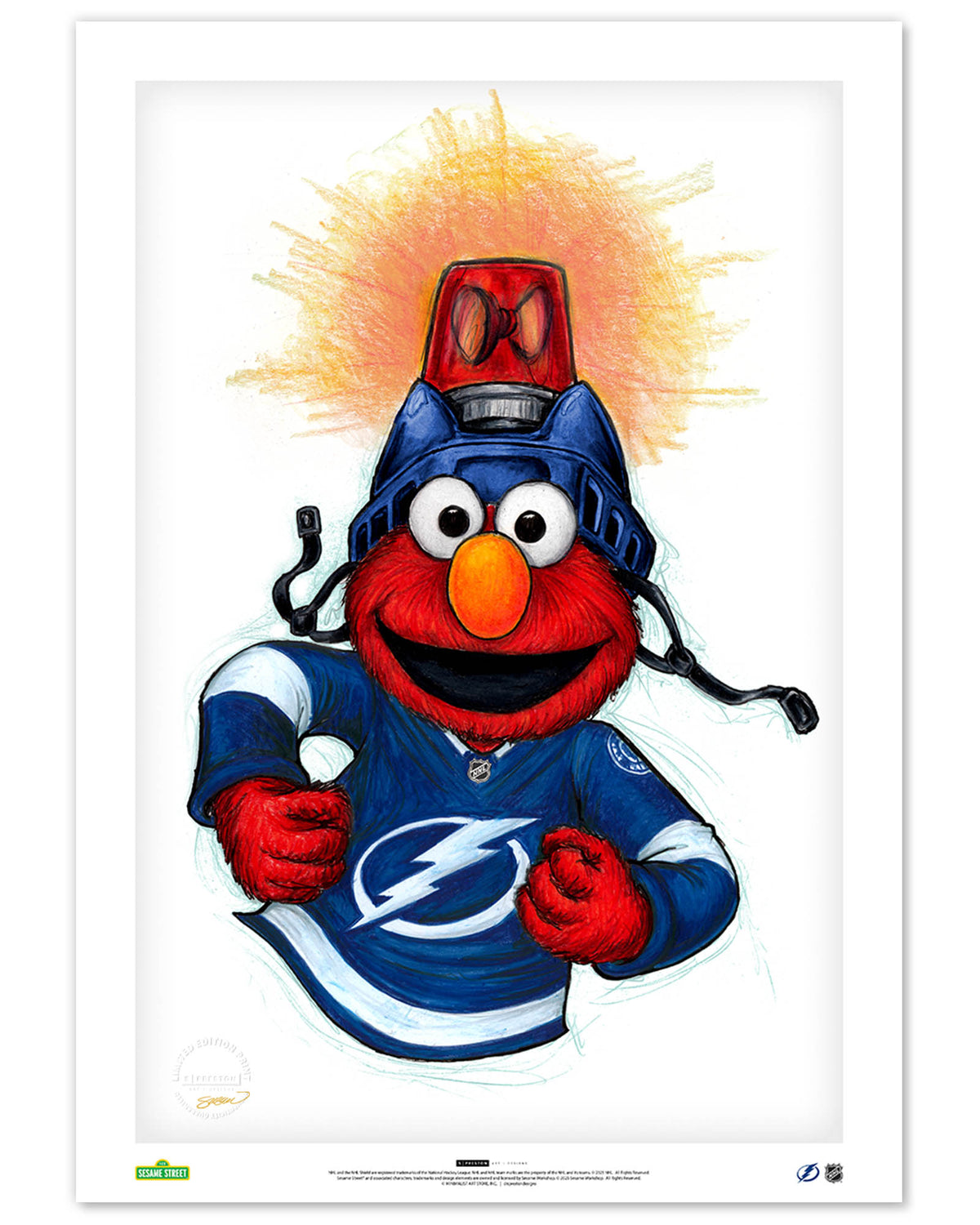 Elmo Loves Goals! x NHL Lightning Limited Edition Art Print