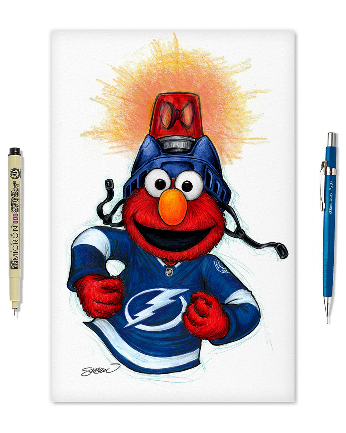 Elmo Loves Goals! x NHL Lightning Limited Edition Art Print
