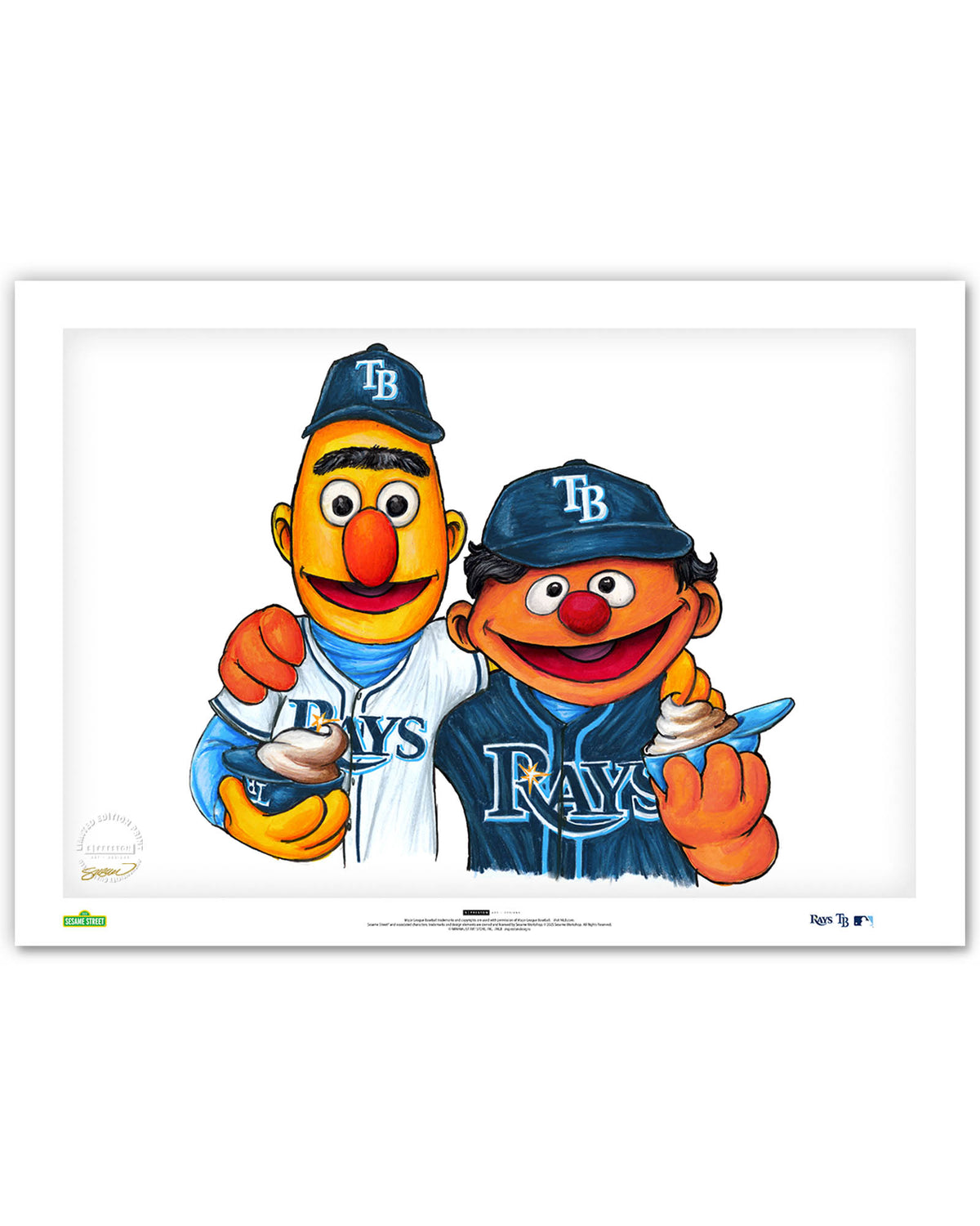 Bert and Ernie x MLB Rays Limited Edition Fine Art Print