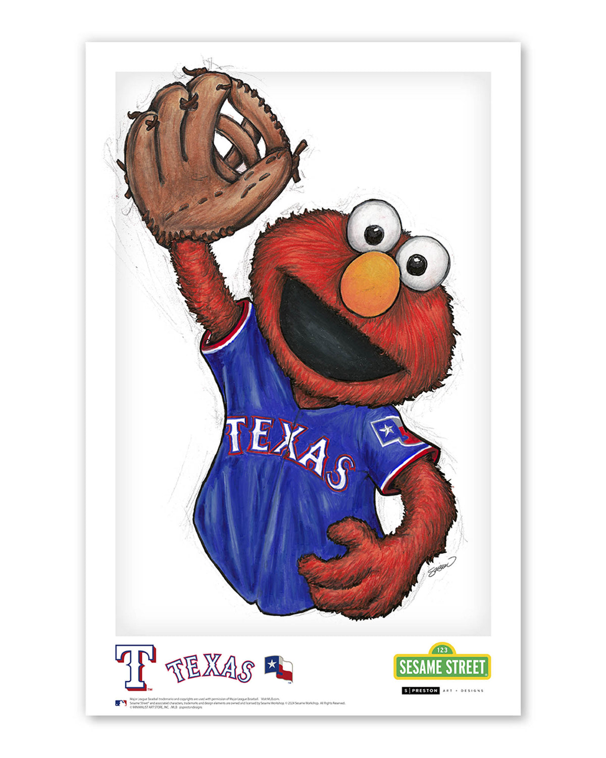 ELMO x MLB Rangers Limited Edition Art Print
