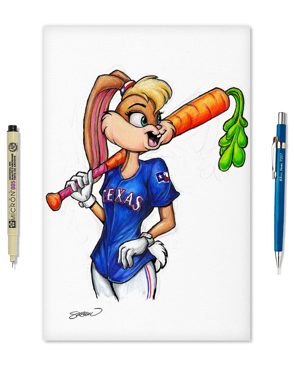 Lola Bunny x MLB Rangers Limited Edition Fine Art Print