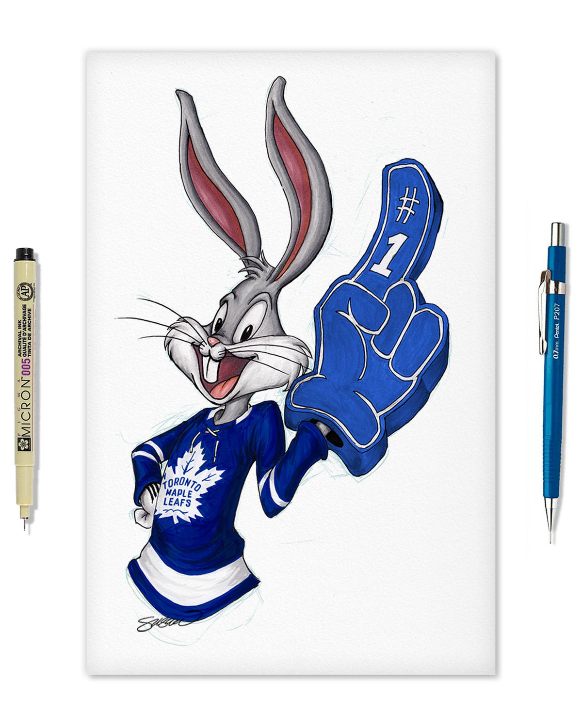 Rabbit Hockey Fan x NHL Maple Leafs Bugs Bunny Limited Edition Fine Art Print