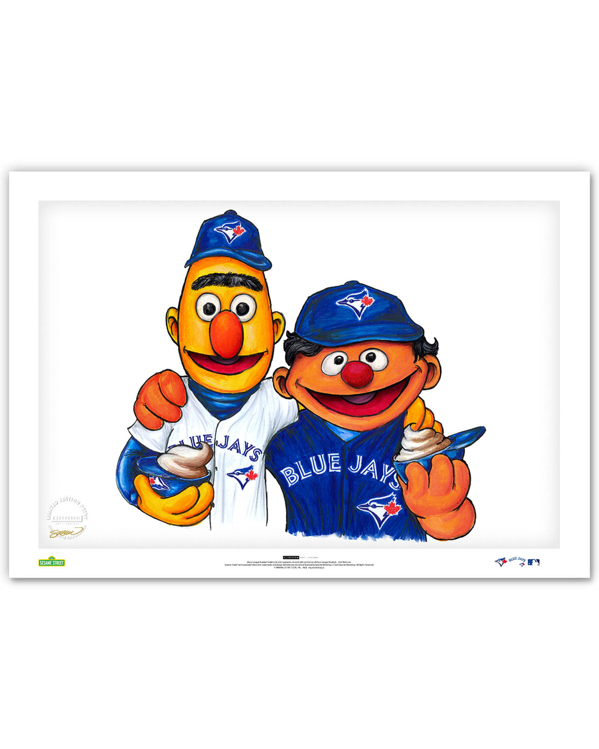 Bert and Ernie x MLB Blue Jays Limited Edition Art Print