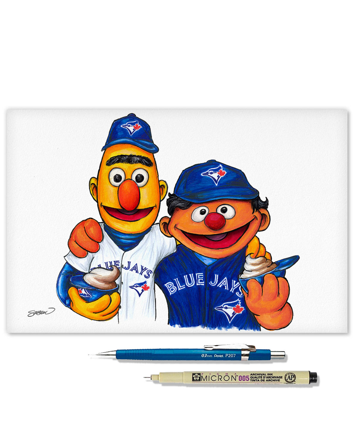 Bert and Ernie x MLB Blue Jays Limited Edition Art Print