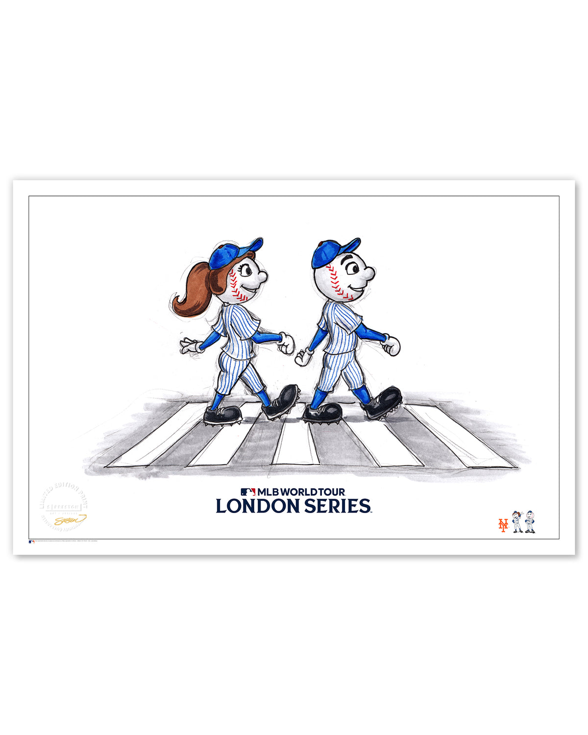 2024 MLB New York Mets London Series Sketch Limited Edition Art Prints